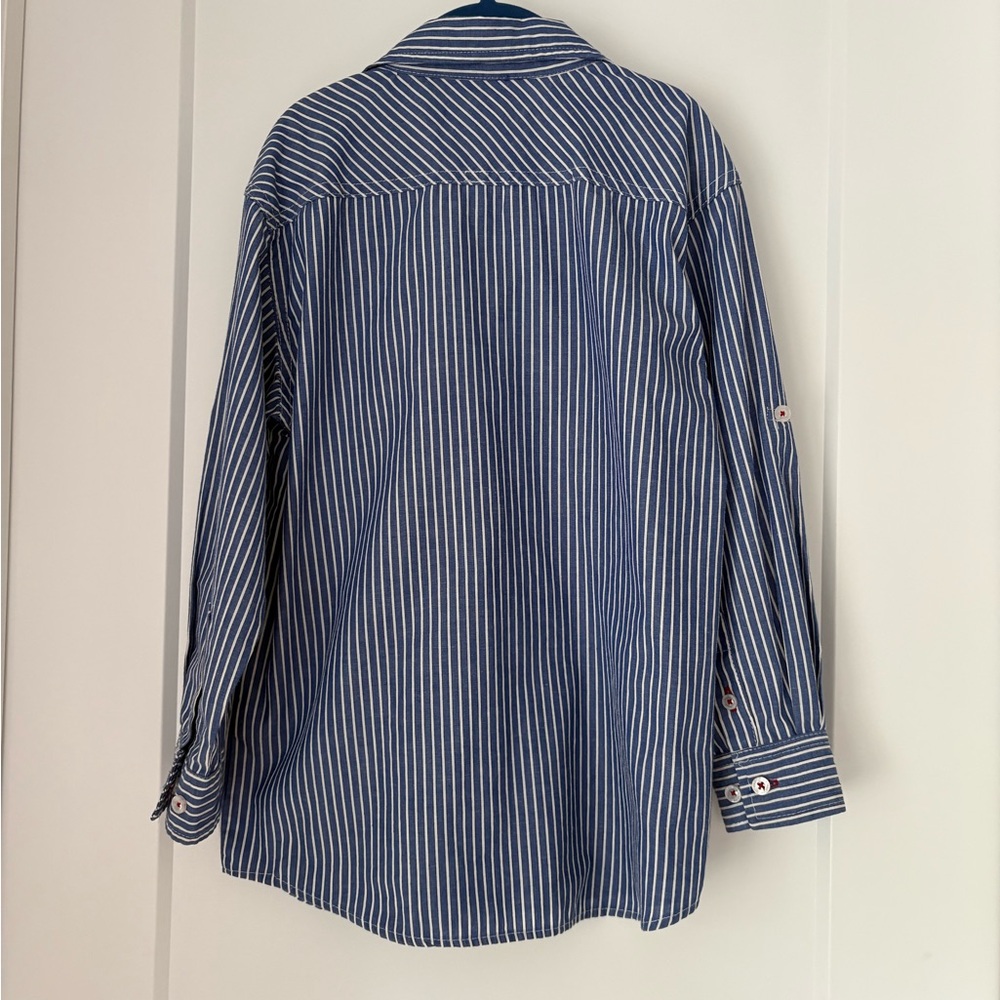 US POLO Stripped Blue and White Button Down Shirt - size 8 - Picture 3 of 6